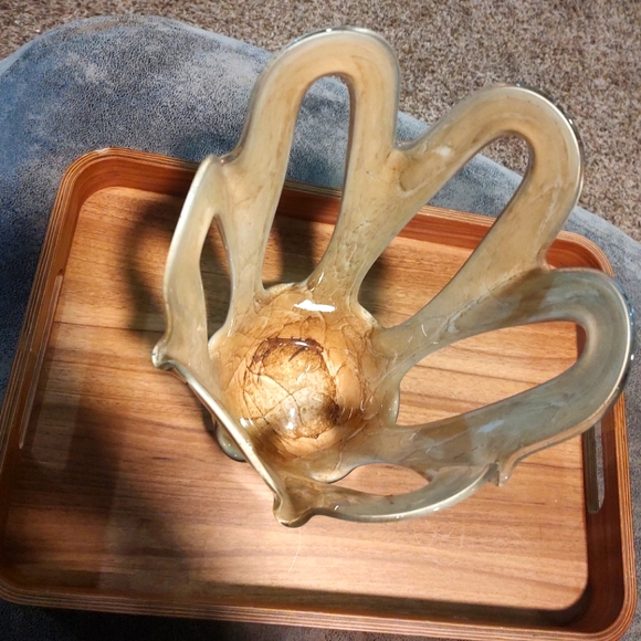 Vintage Makora Krosno open handkerchief unique beautiful blown glass vase decor - Picture 2 of 16